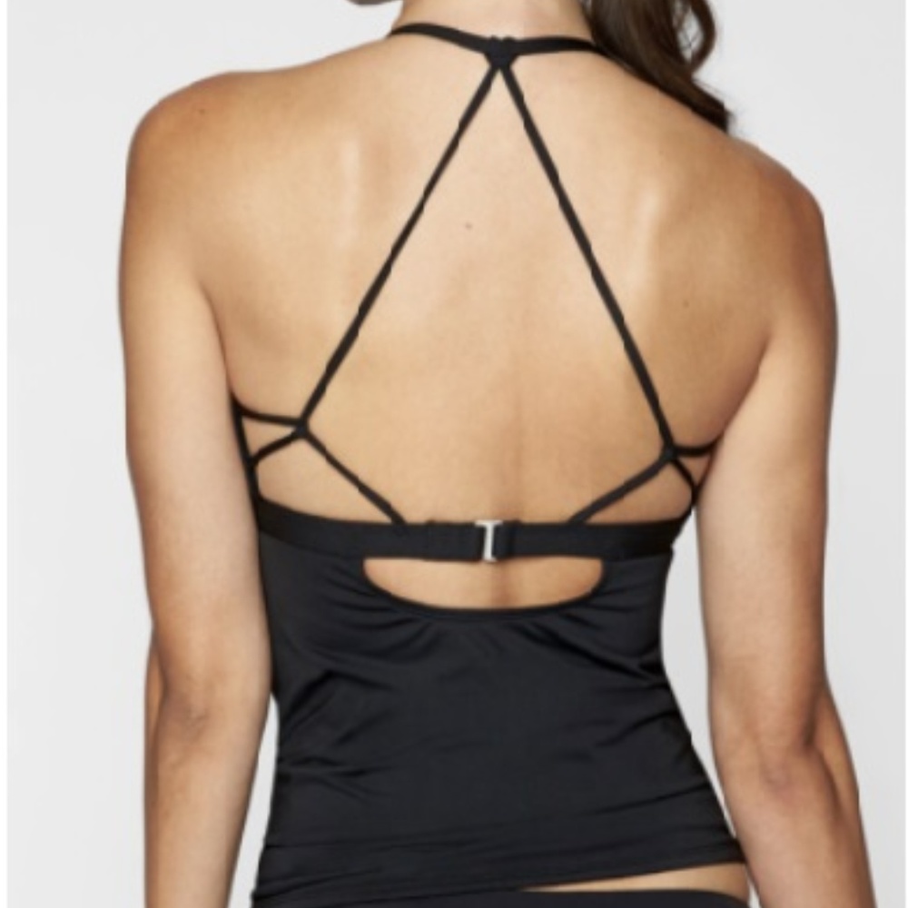 Athleta Prism Molded Cup Tankini Top M Black v554